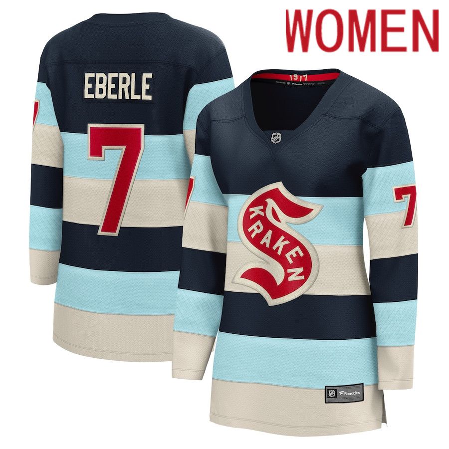 Women Seattle Kraken #7 Jordan Eberle Fanatics Branded Deep Sea Blue 2024 NHL Winter Classic Breakaway Player Jersey